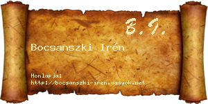 Bocsanszki Irén névjegykártya